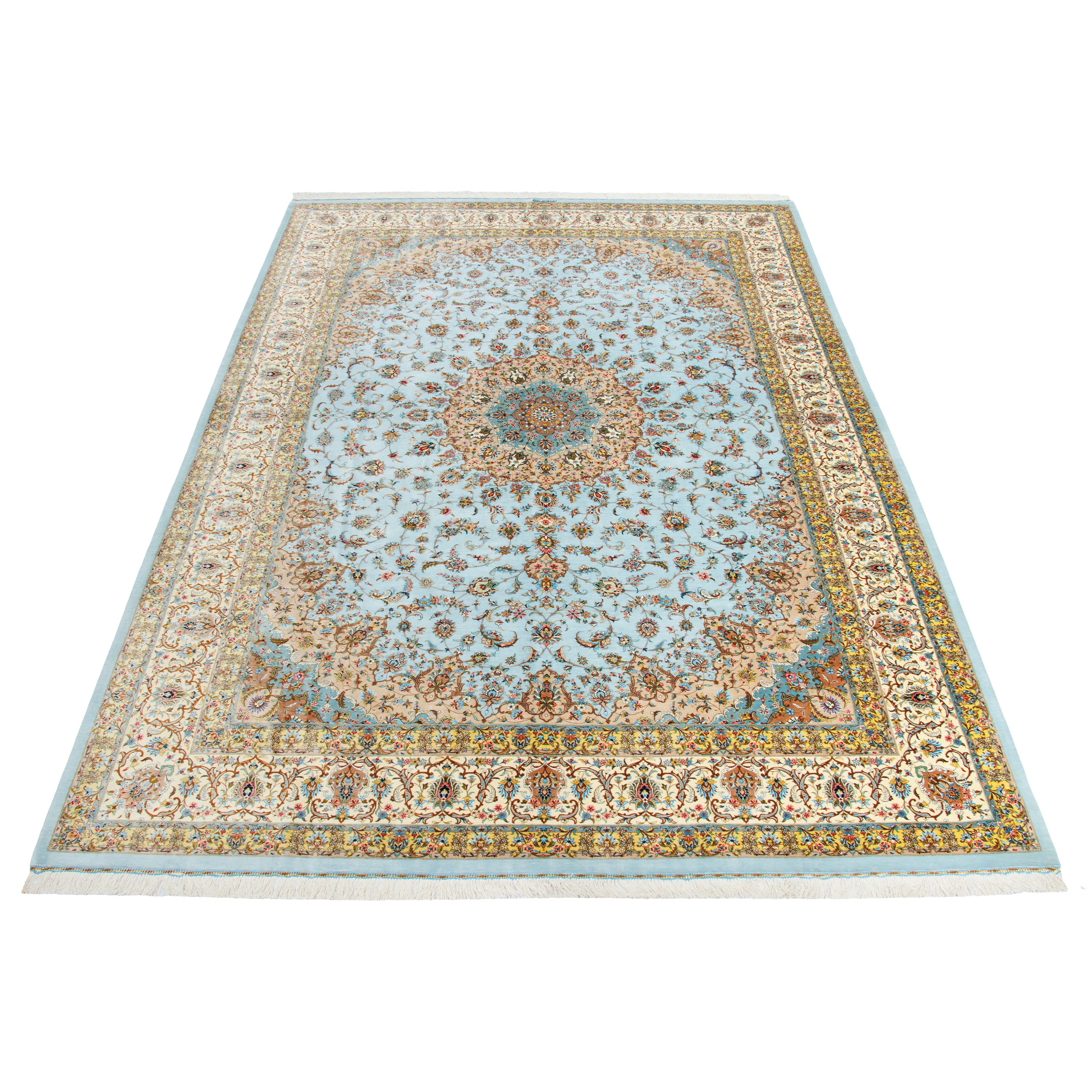 Kashan Handmade Carpet — Lachak Toranj | Full Silk | 245 × 346 cm | SKU 10800813