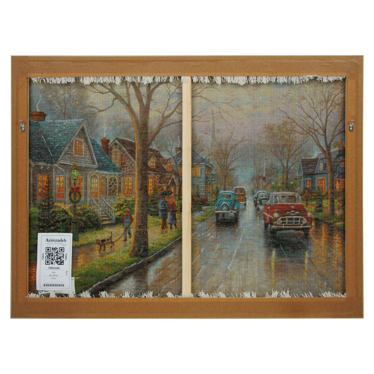 Tabriz Handmade Pictorial Carpet, Landscape, Wool & Silk on Silk, Colorful, 70 × 97 cm — 70001628
