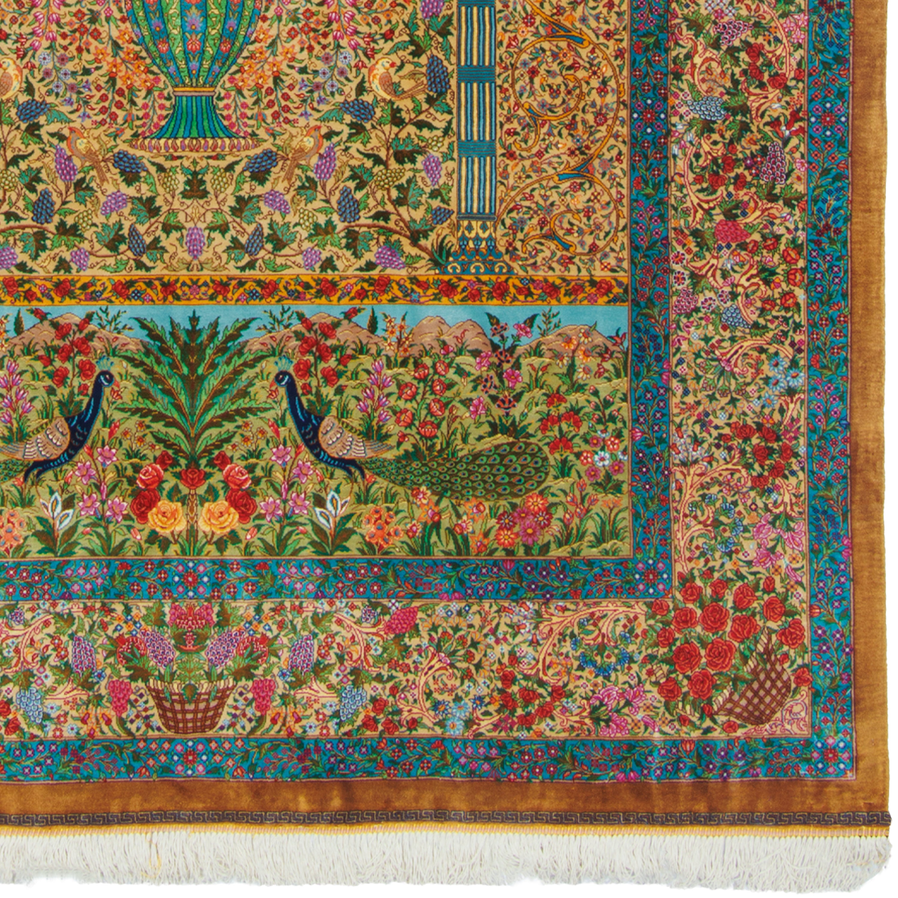 Qom Handmade Carpet — Goldani | Full Silk | 131 × 203 cm | SKU 10200435