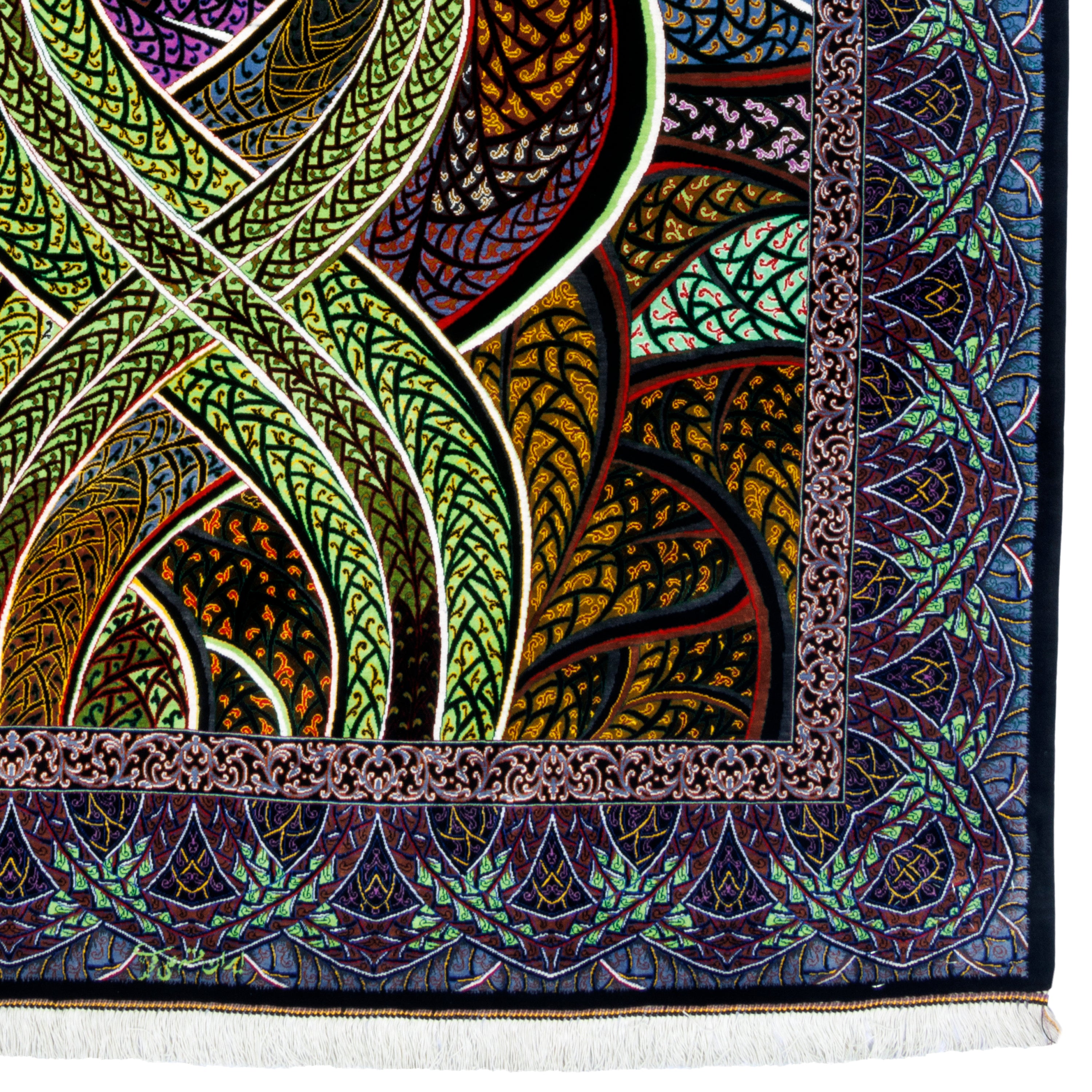 سجادة قم يدوية - ساراسار | حرير كامل | 140 × 213 سم | رمز المنتج 10200400