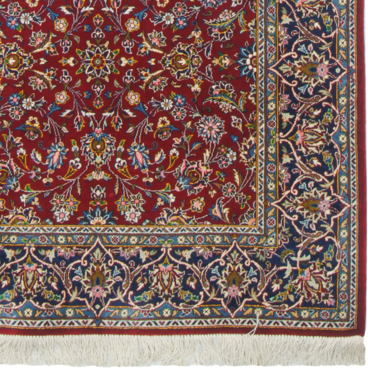 Kashan Handmade Carpet by Ghasem Morshedi, Afshan Allover, Silk, Lacquer Red, Runner, 79 × 186 cm — 1016916