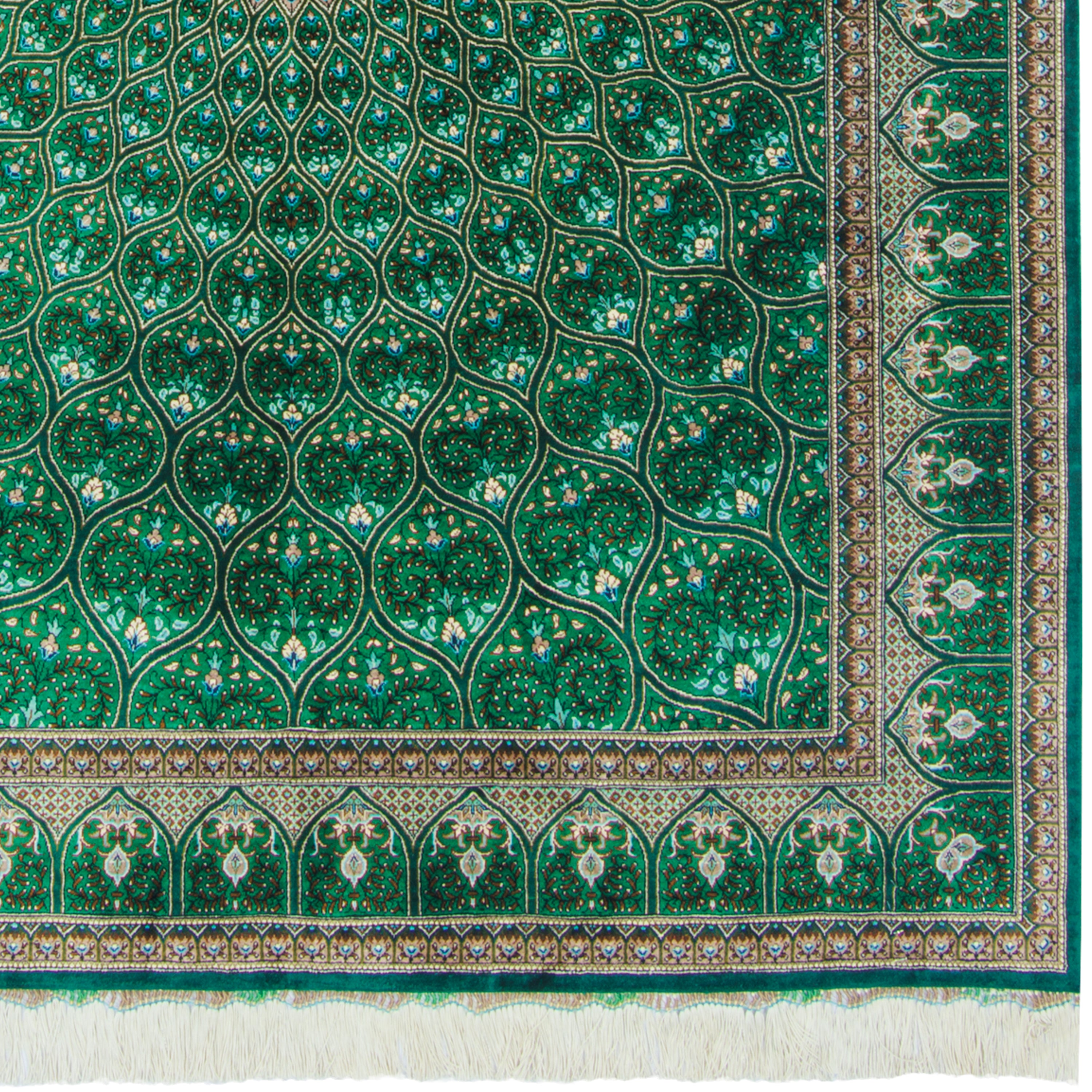 سجادة قم يدوية - جنبدية | حرير كامل | 130 × 195 سم | رمز المنتج 10200493