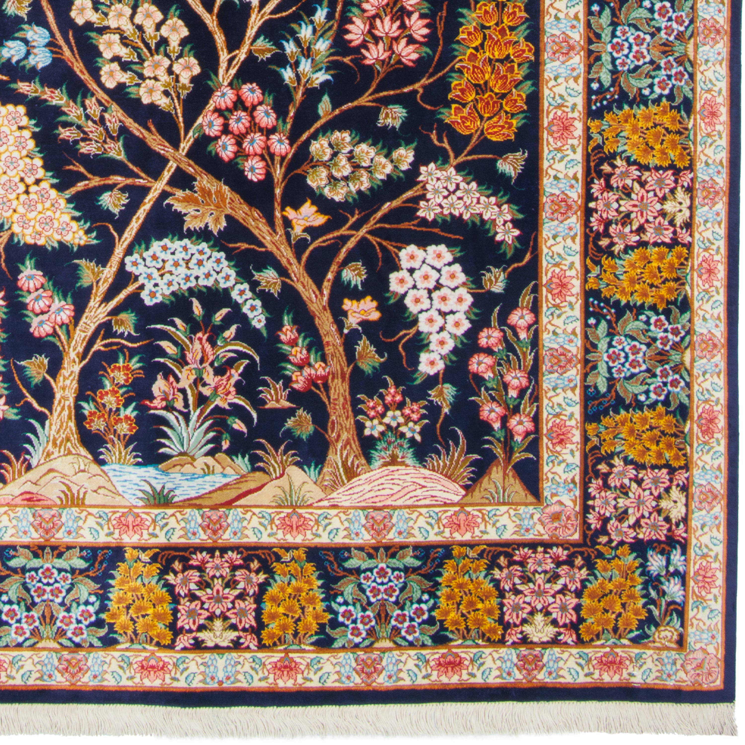 سجادة قم يدوية — طرح درة | حرير كامل | 125 × 198 سم | رمز المنتج 10200490