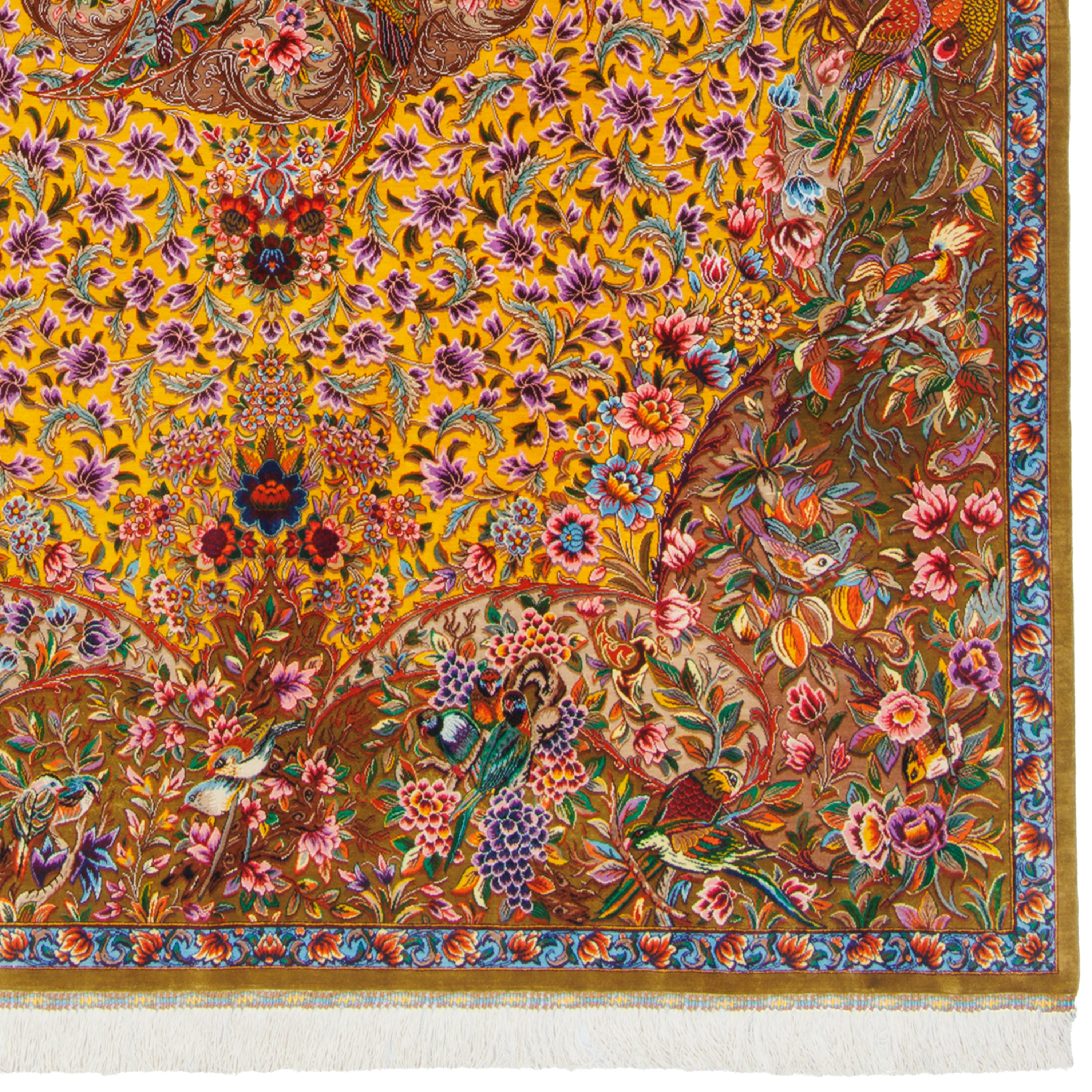 سجادة قم يدوية — طرحة ترنج | حرير بالكامل | 136 × 203 سم | SKU 10200422