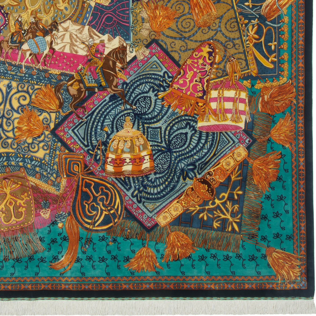 Qom Handmade Carpet by Hosein Kashizadeh, Allover, Silk, Colorful, 202 × 309 cm — 1016541