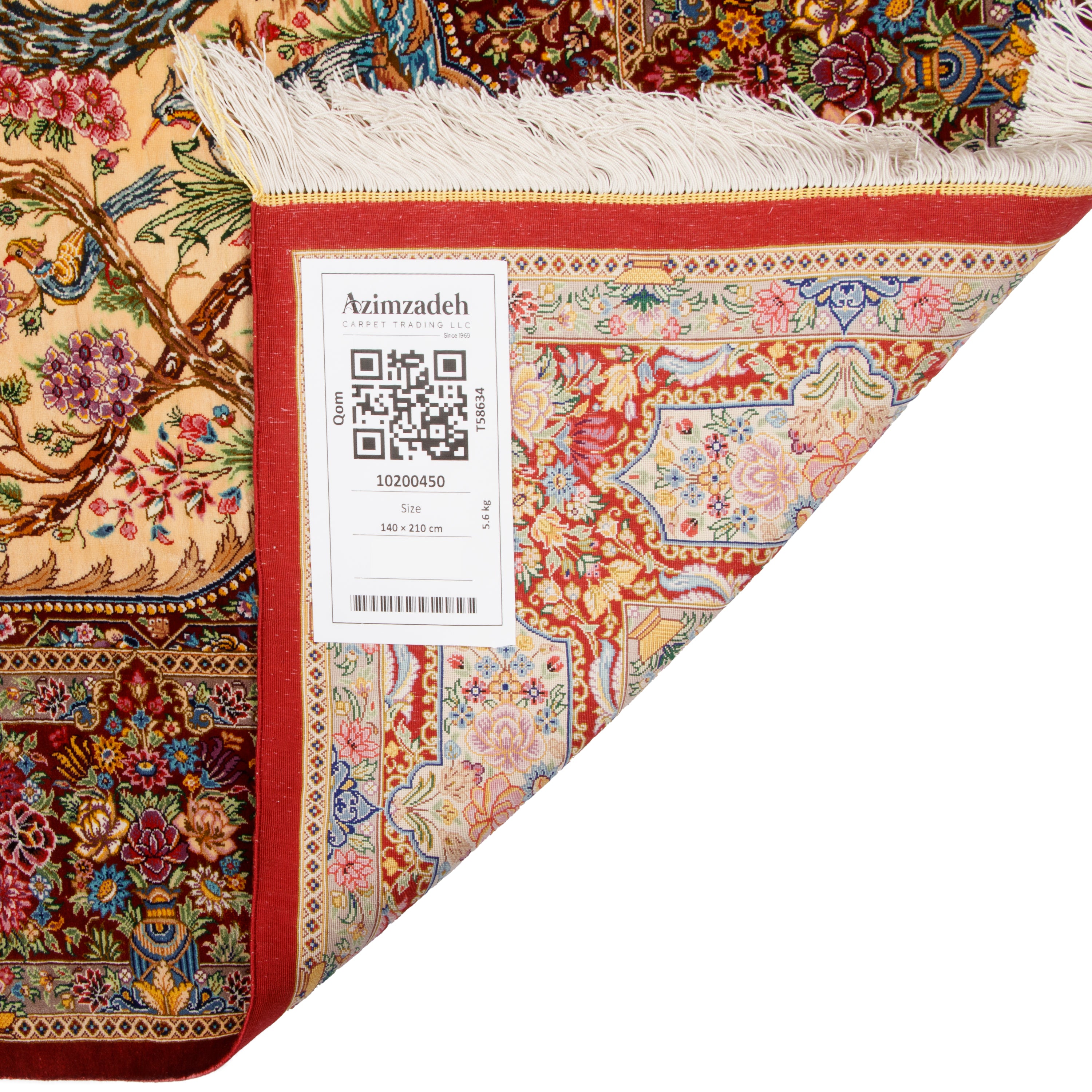 Qom Handmade Carpet — Ghabi | Full Silk | 140 × 210 cm | SKU 10200450