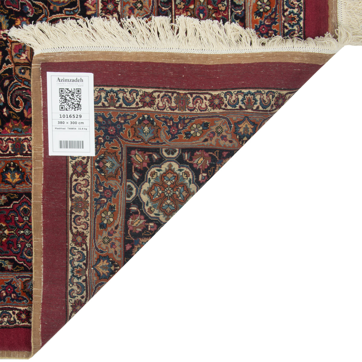 سجاد يدوي من مشهد بتوقيع نظري، ترنج وأركان، صوف خالص، أحمر قرمزي، 300 × 380 سم — 1016529