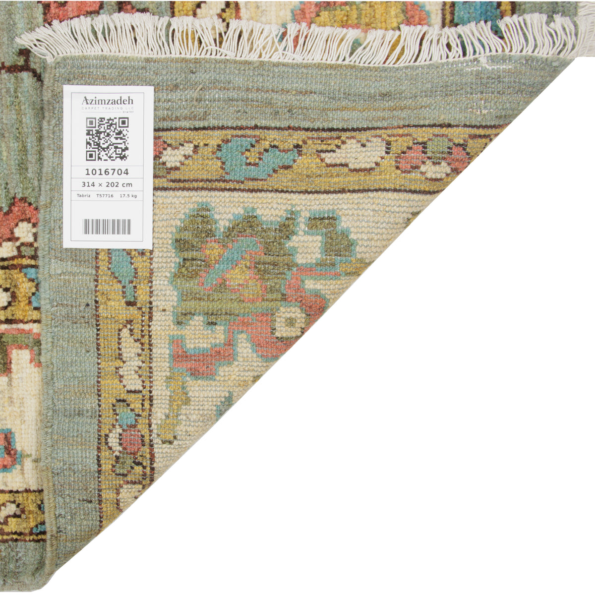 Tabriz Handmade Carpet, Allover, Wool on Cotton, Gray, 202 × 314 cm — 1016704