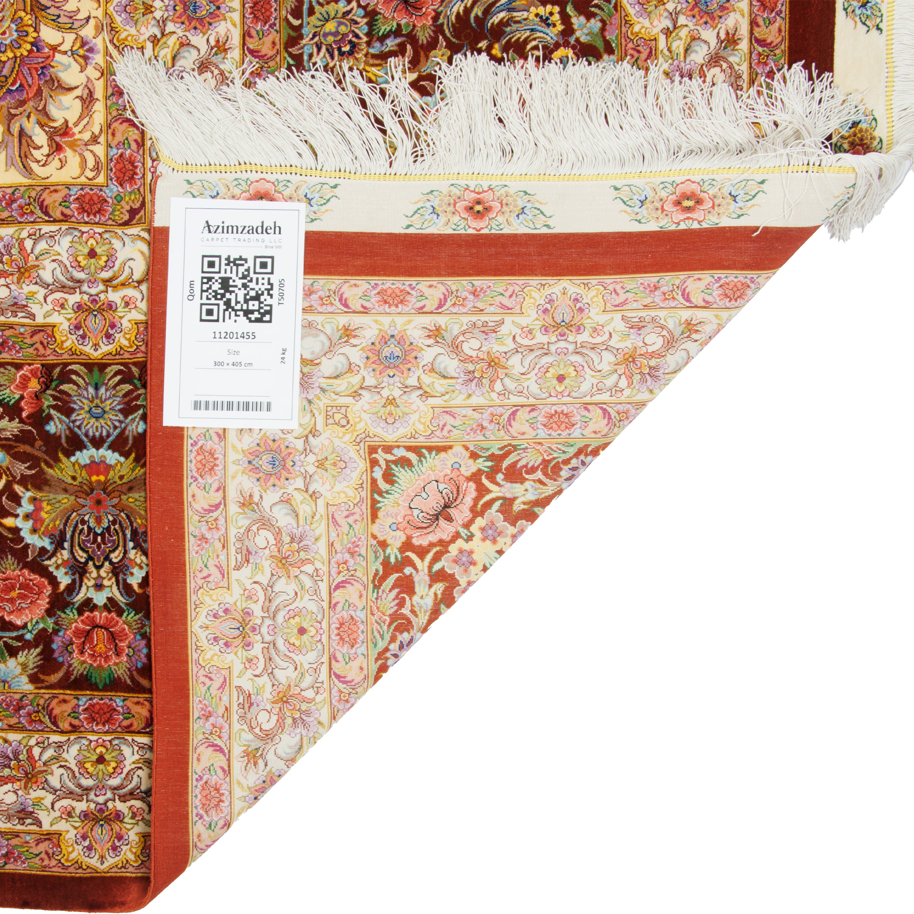 Qom Handmade Carpet — Afshan | Full Silk | 300 × 405 cm | SKU 11201455