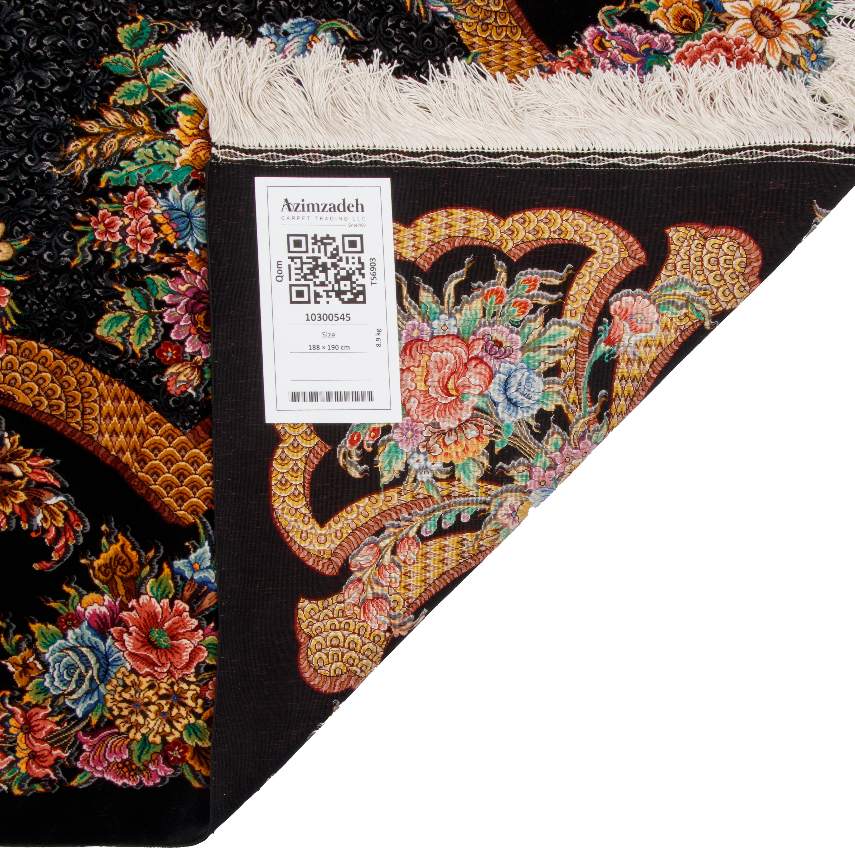 Qom Handmade Carpet — Kaf Sadeh | Full Silk | 188 × 190 cm | SKU 10300545