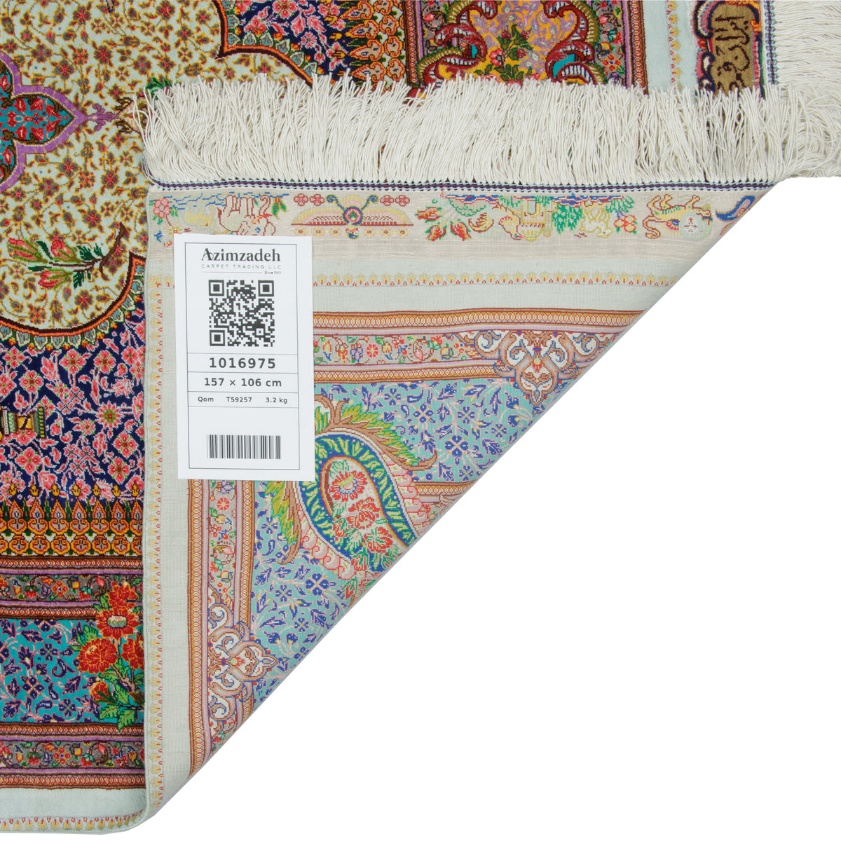 Qom Handmade Carpet by ganjineye honar, Central Medallion, Silk, Navy Blue, 106 × 157 cm — 1016975