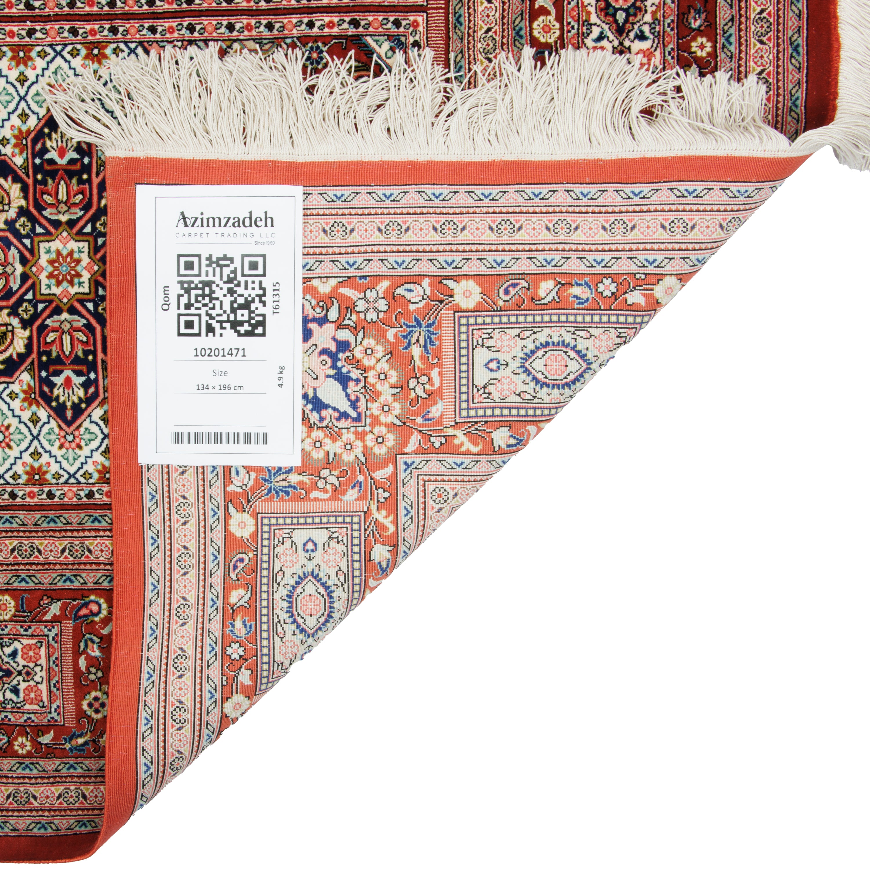 Qom Handmade Carpet — Sarasar | Full Silk | 134 × 196 cm | SKU 10201471