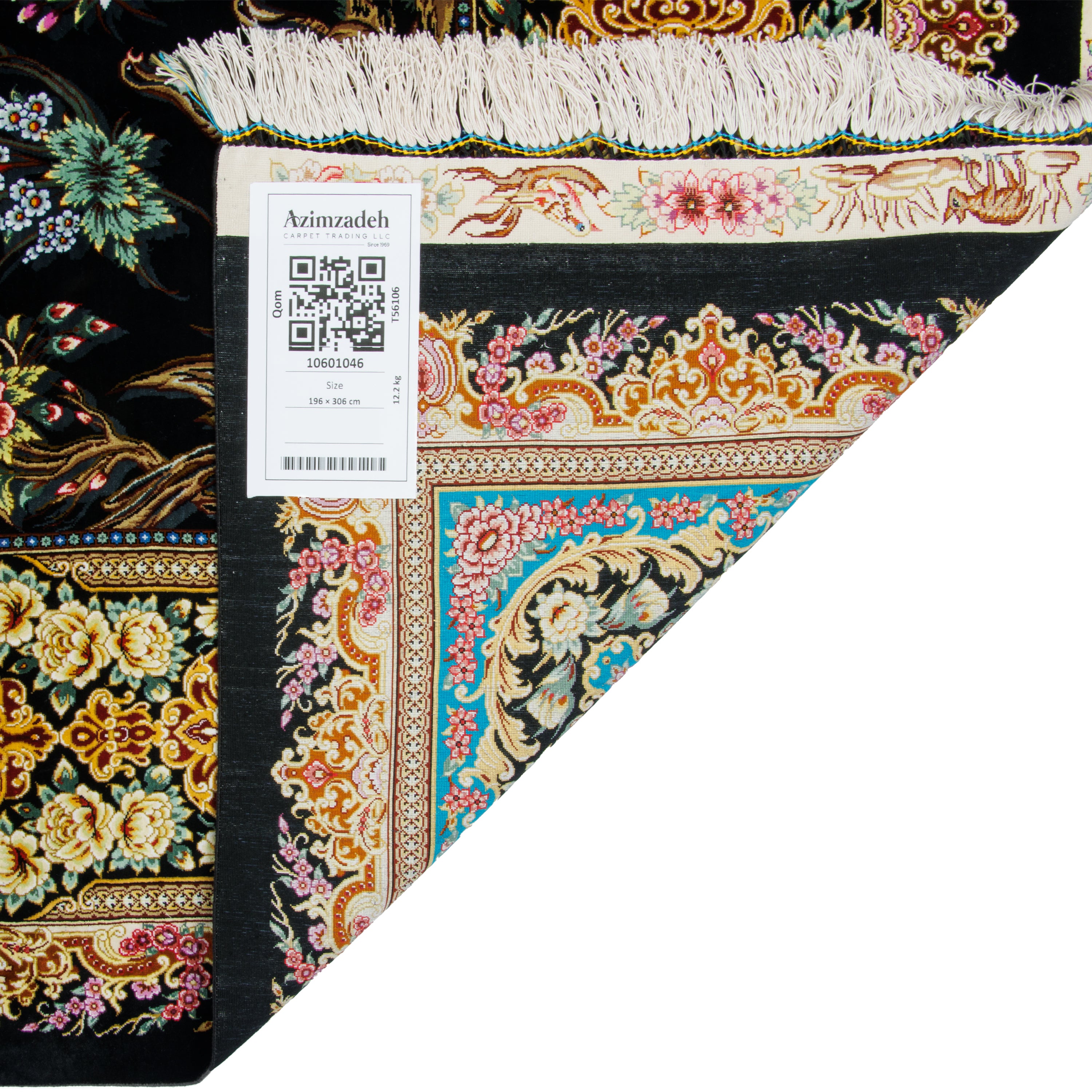 سجادة قم يدوية - ساراسار | حرير كامل | 196 × 306 سم | رمز المنتج 10601046
