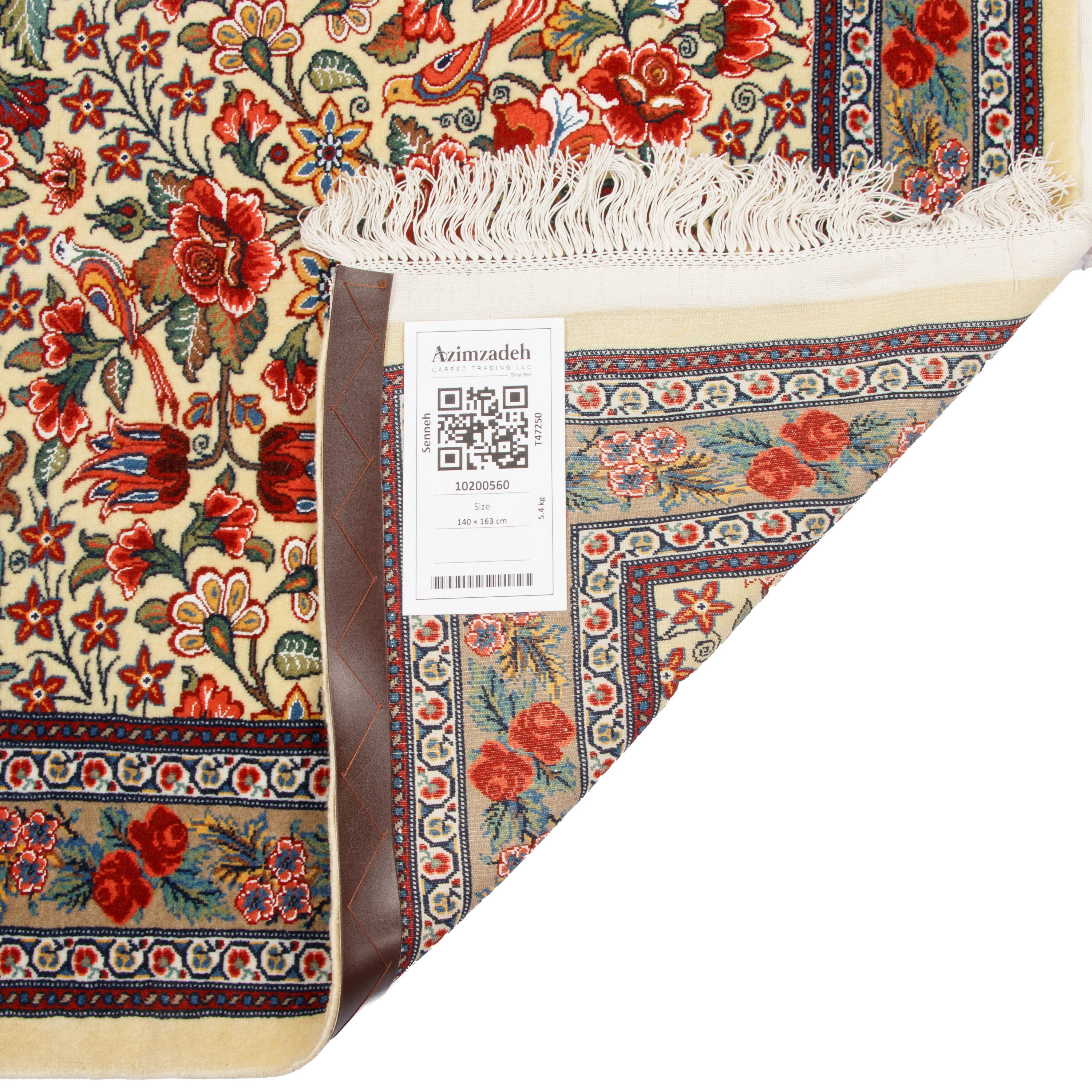 سجادة سنندج اليدوية — سراسر | وبر حرير / سدى حرير | 140 × 163 سم | رمز المنتج 10200560