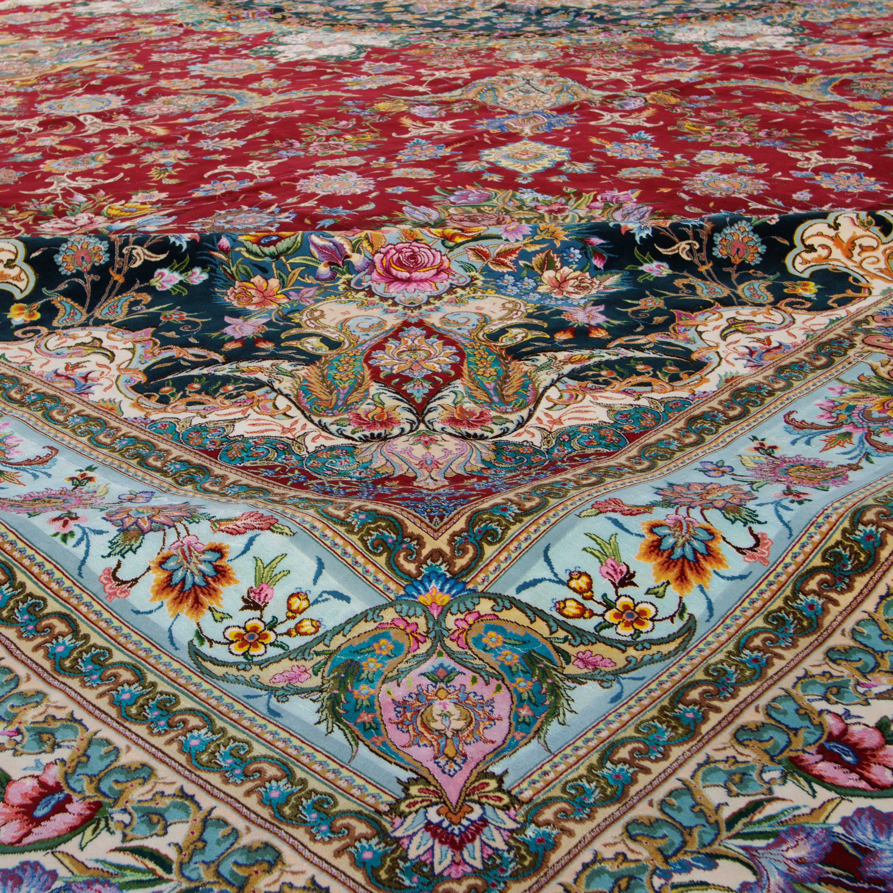 Tabriz Handmade Carpet — Lachak Toranj | Full Silk | 1000 × 1000 cm | SKU 110001185