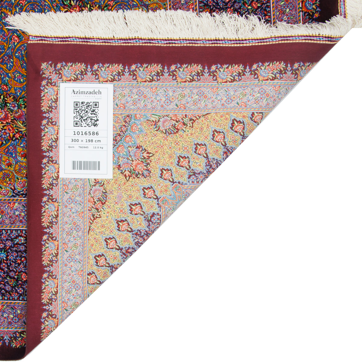 Qom Handmade Carpet by Zabihi, Medallion and Corner, Colorful, 198 × 300 cm — 1016586