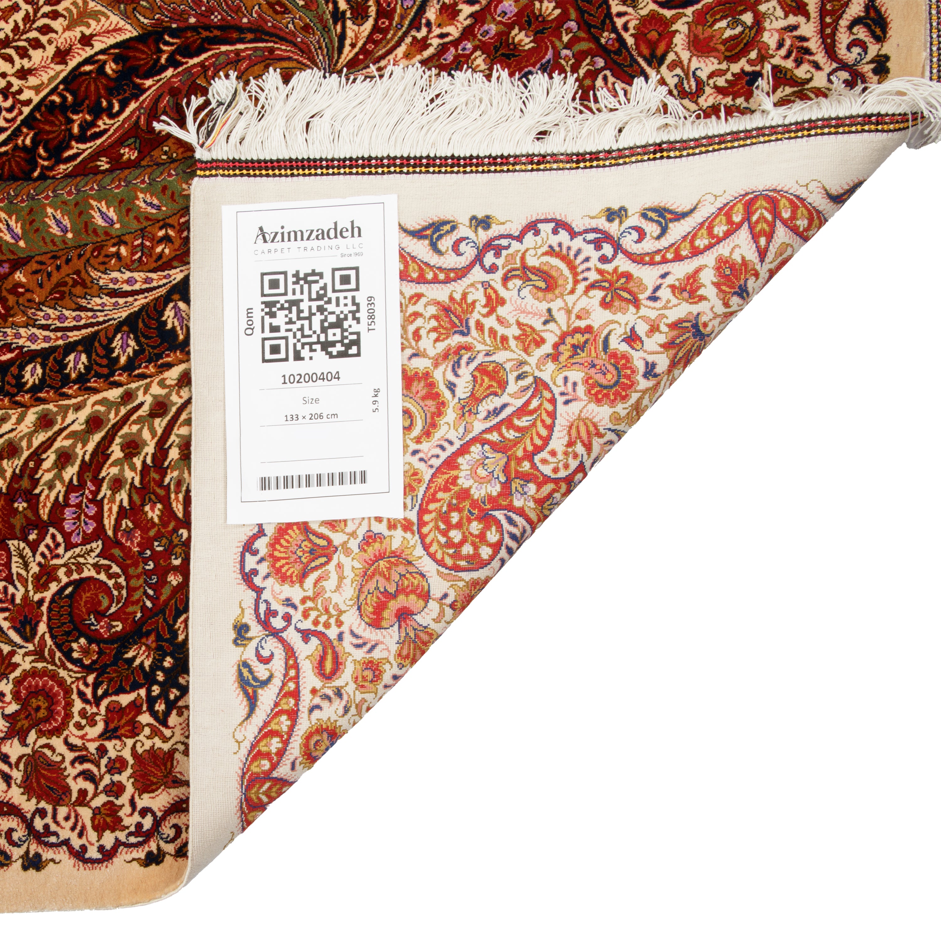 Qom Handmade Carpet — Sarasar | Full Silk | 133 × 206 cm | SKU 10200404