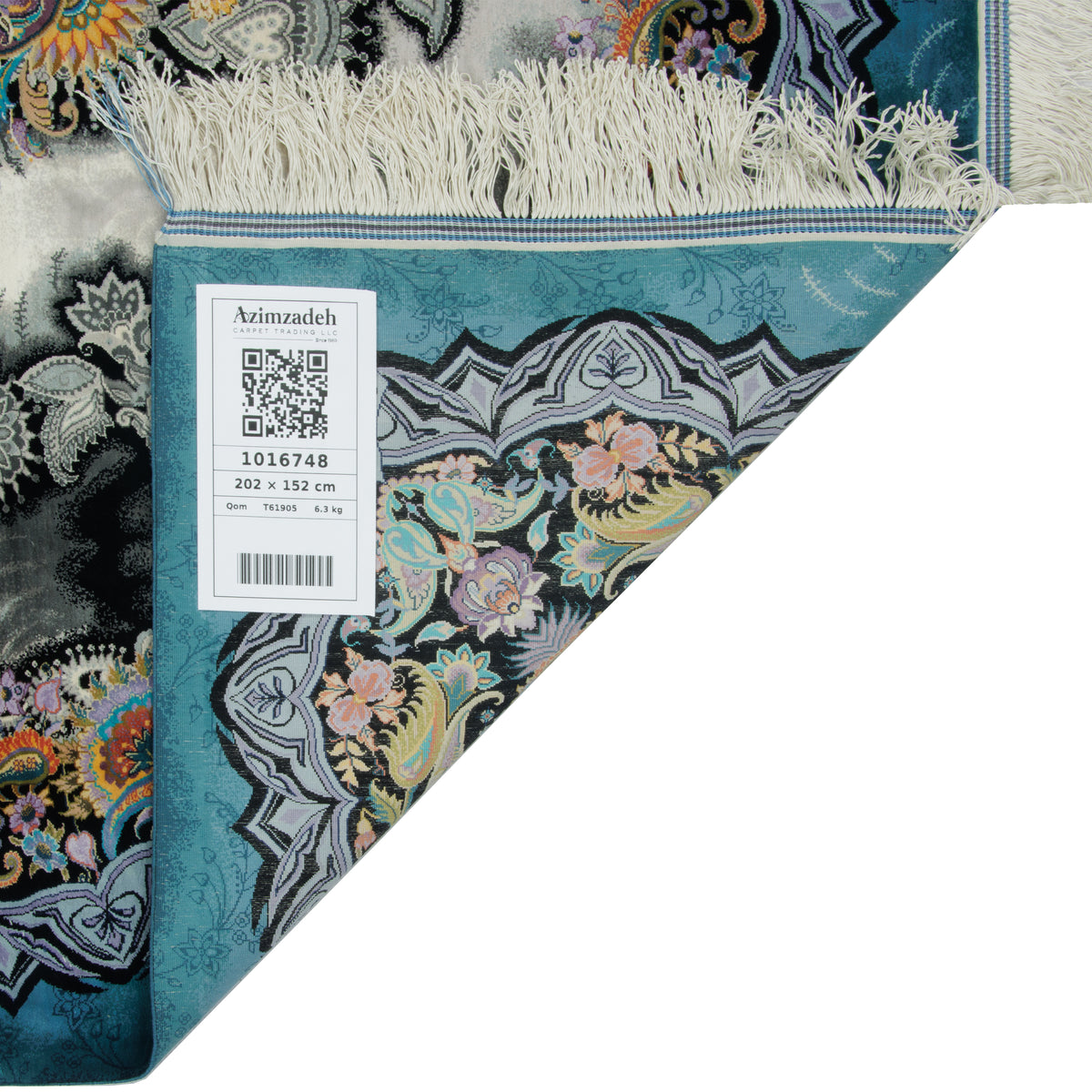 Qom Handmade Carpet by Kafashzadeh, Silk, Light Gray, 152 × 202 cm — 1016748