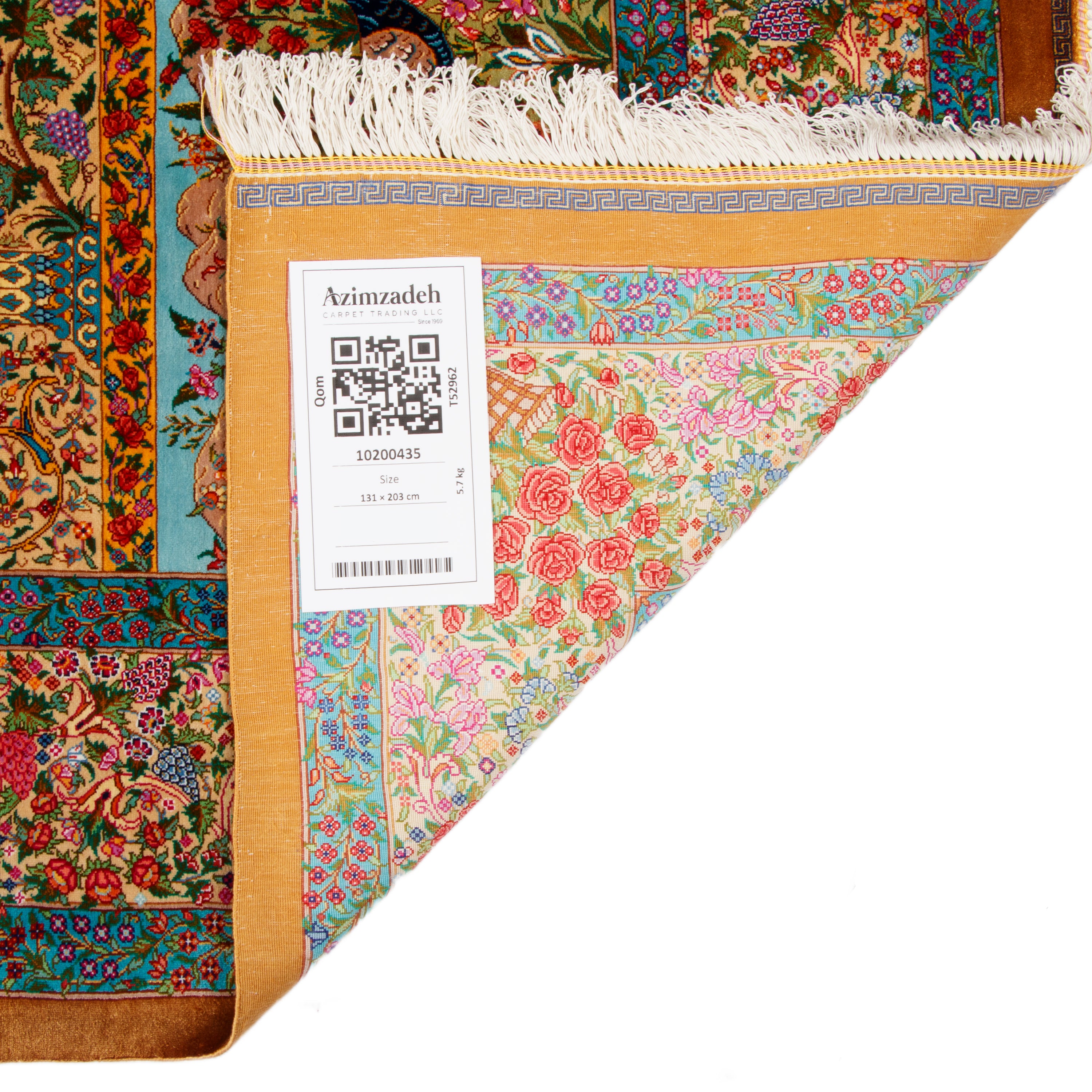 Qom Handmade Carpet — Goldani | Full Silk | 131 × 203 cm | SKU 10200435
