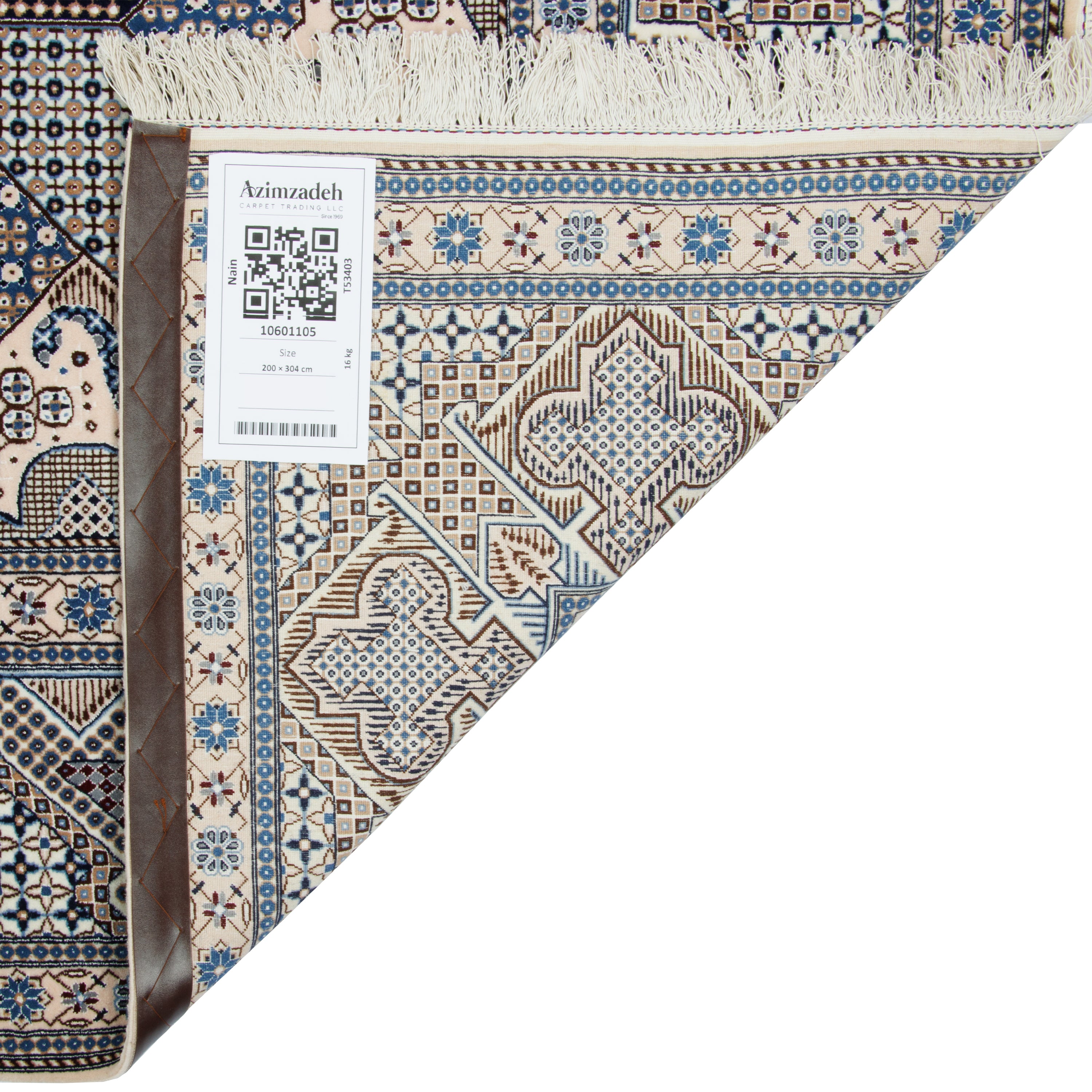 سجاد نايين يدوي — لَتشَك تُرَنج | خيوط حريرية / سدى صوفي | 200 × 304 سم | رمز المنتج 10601105