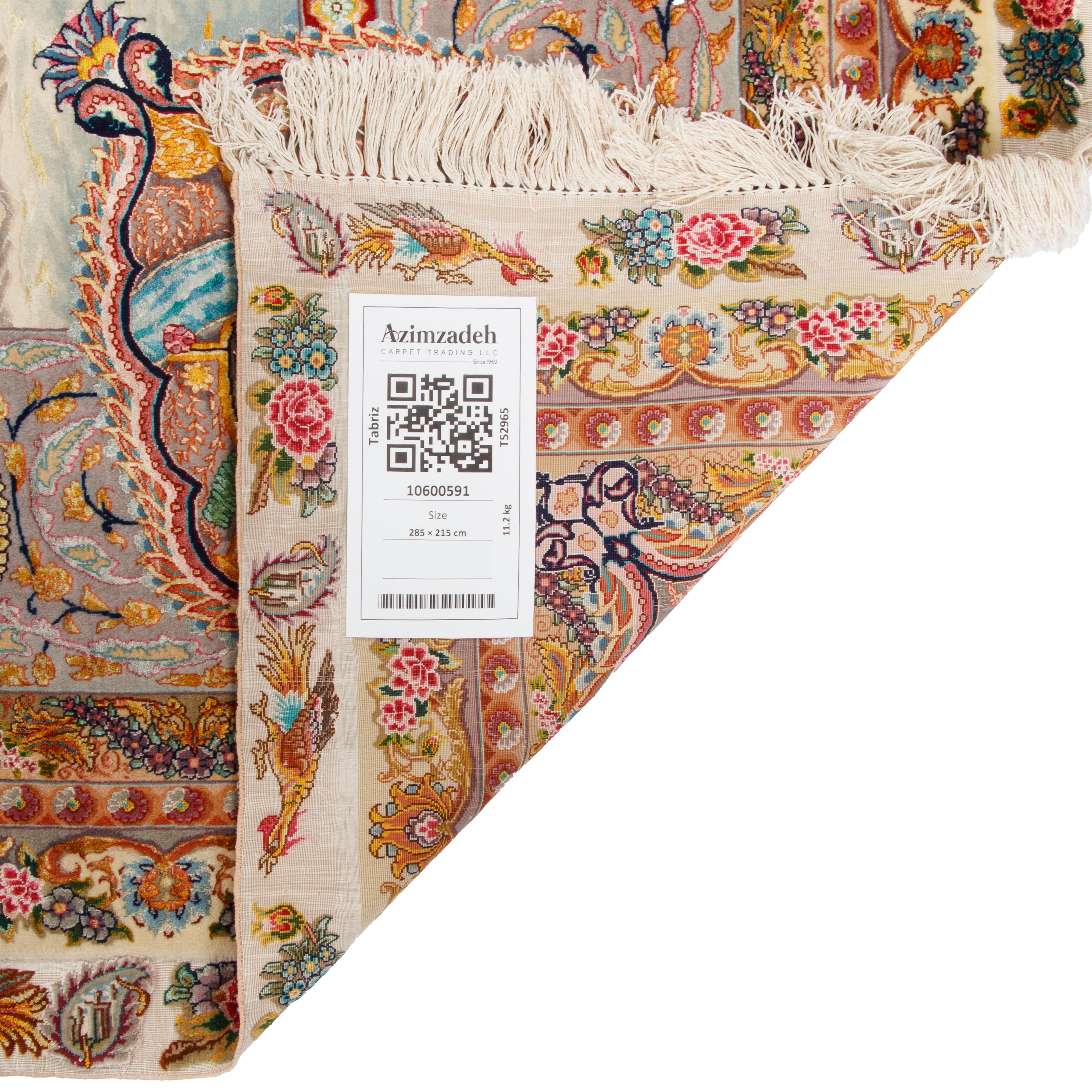 سجادة تبريز يدوية — ساراسار | خيوط حرير / سدى حرير | 285 × 215 سم | رمز المنتج 10600591