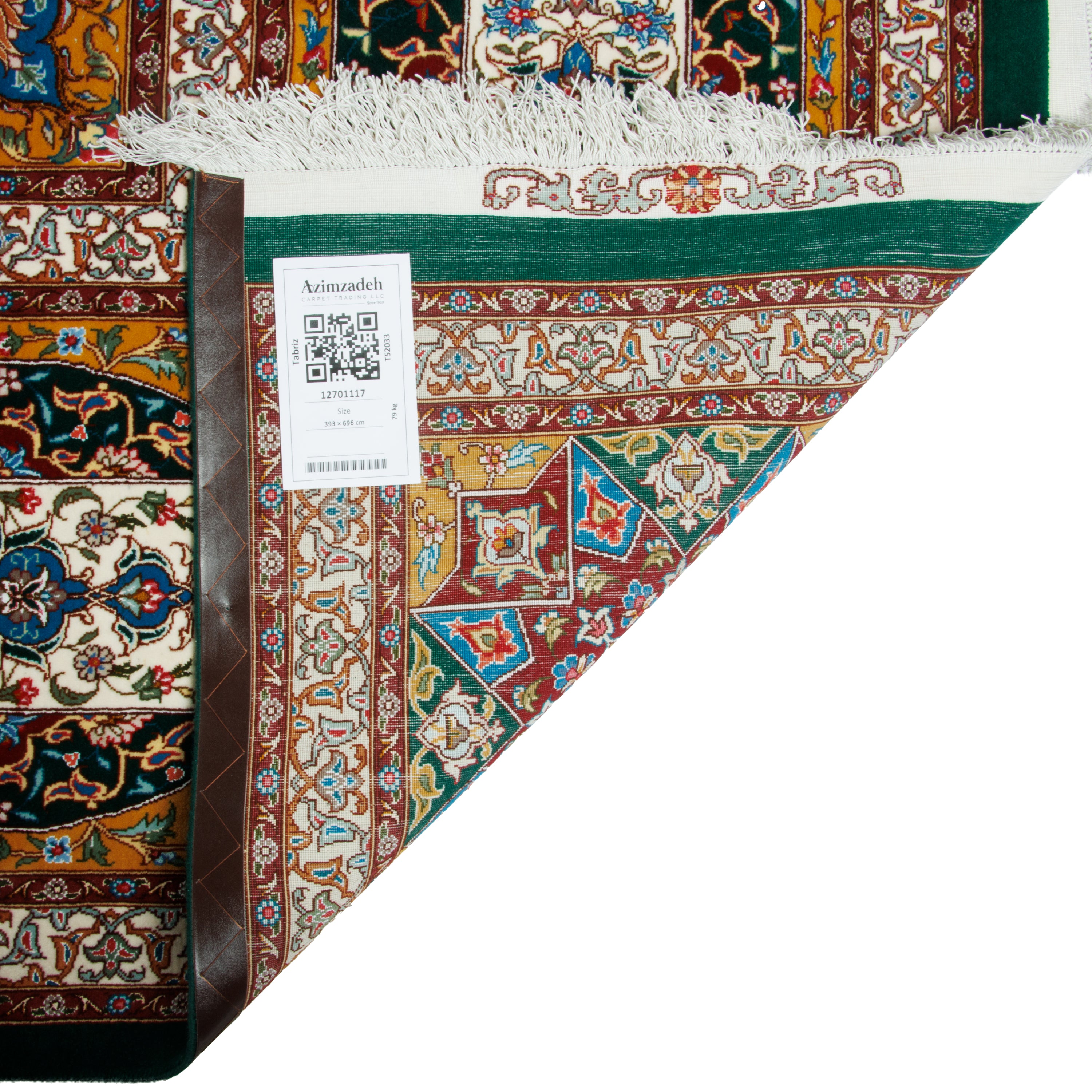 Tabriz Handmade Carpet — Gonbadi | Silk Pile / Silk Warp | 393 × 696 cm | SKU 12701117