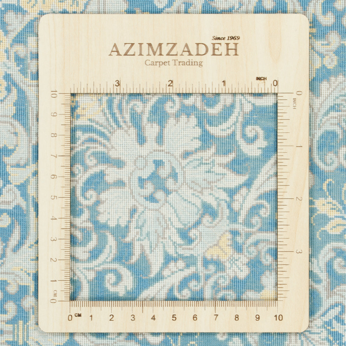 Qom Handmade Carpet by Mirmehdi, Medallion and Corner, Silk, Blue, 140 × 223 cm — 1016761
