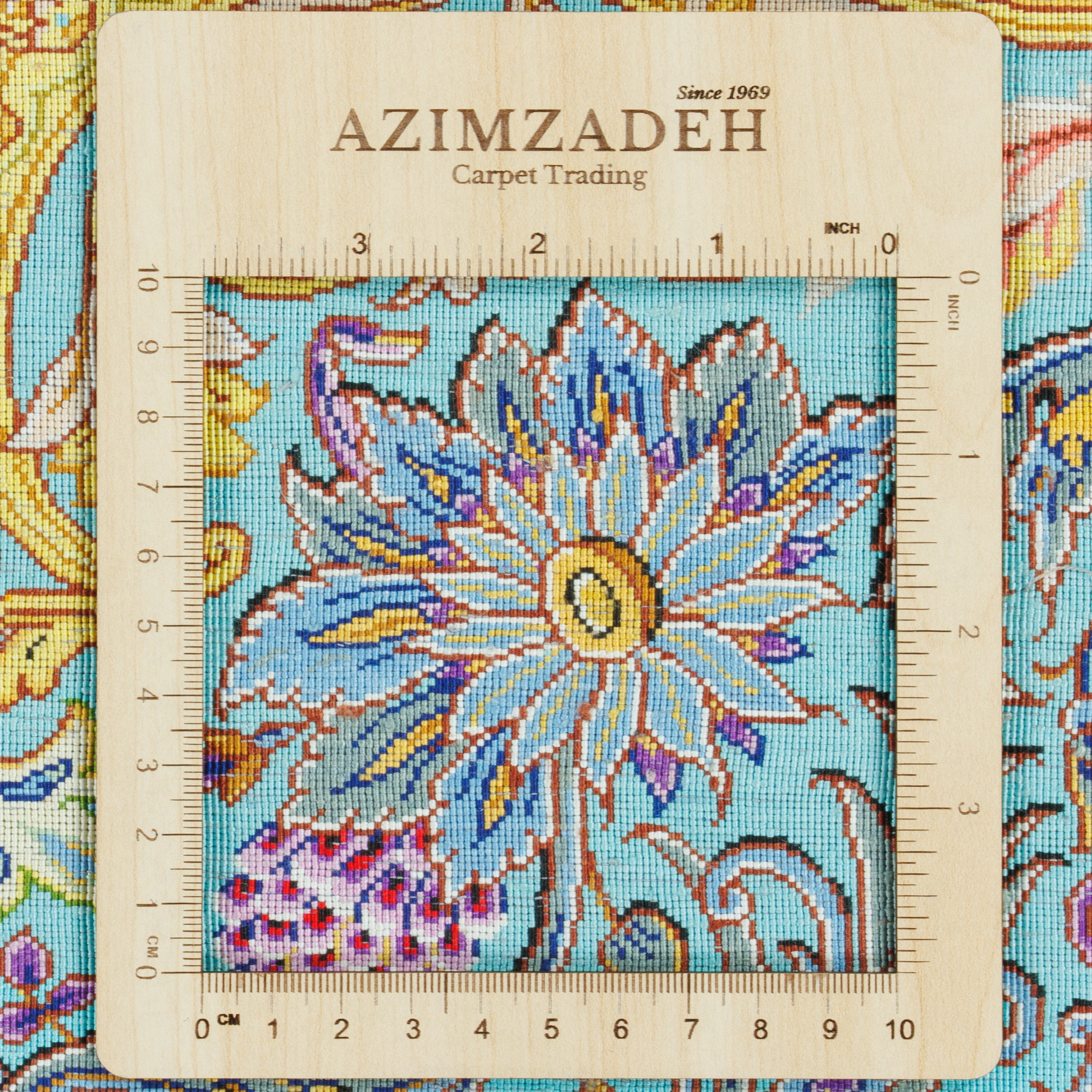 فرش دستباف قم - لچک ترنج | تمام ابریشم | 300 × 423 سانتی‌متر | کد محصول 11200655