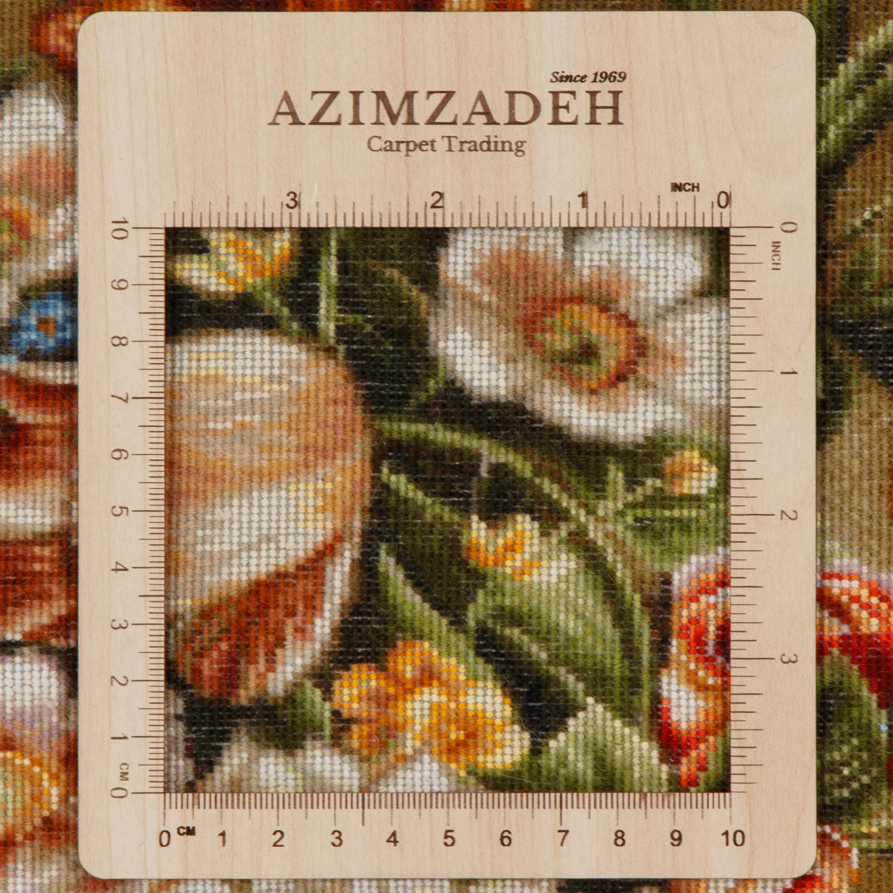 لوحة فنية جدارية لسجادة تبريز يدوية — سرسار | وبر حرير / سدى حرير | 42 × 50 سم | رمز المنتج 70000885