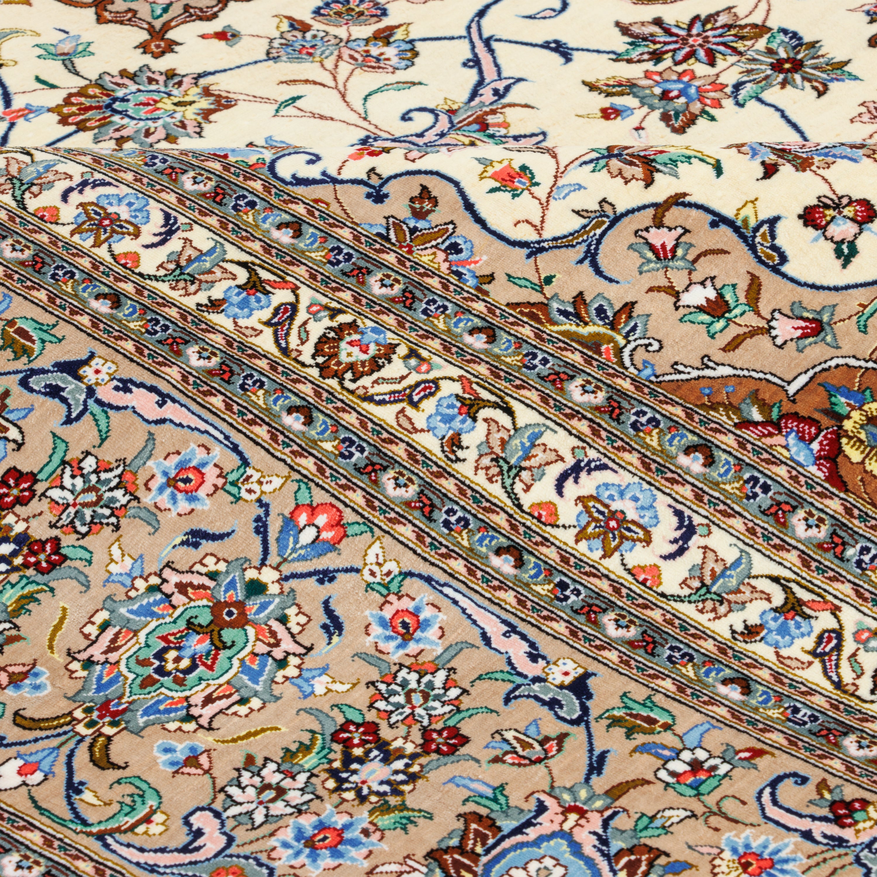 سجادة كاشان يدوية – لشك ترنج | حرير كامل | 242 × 350 سم | رمز المنتج 10800818
