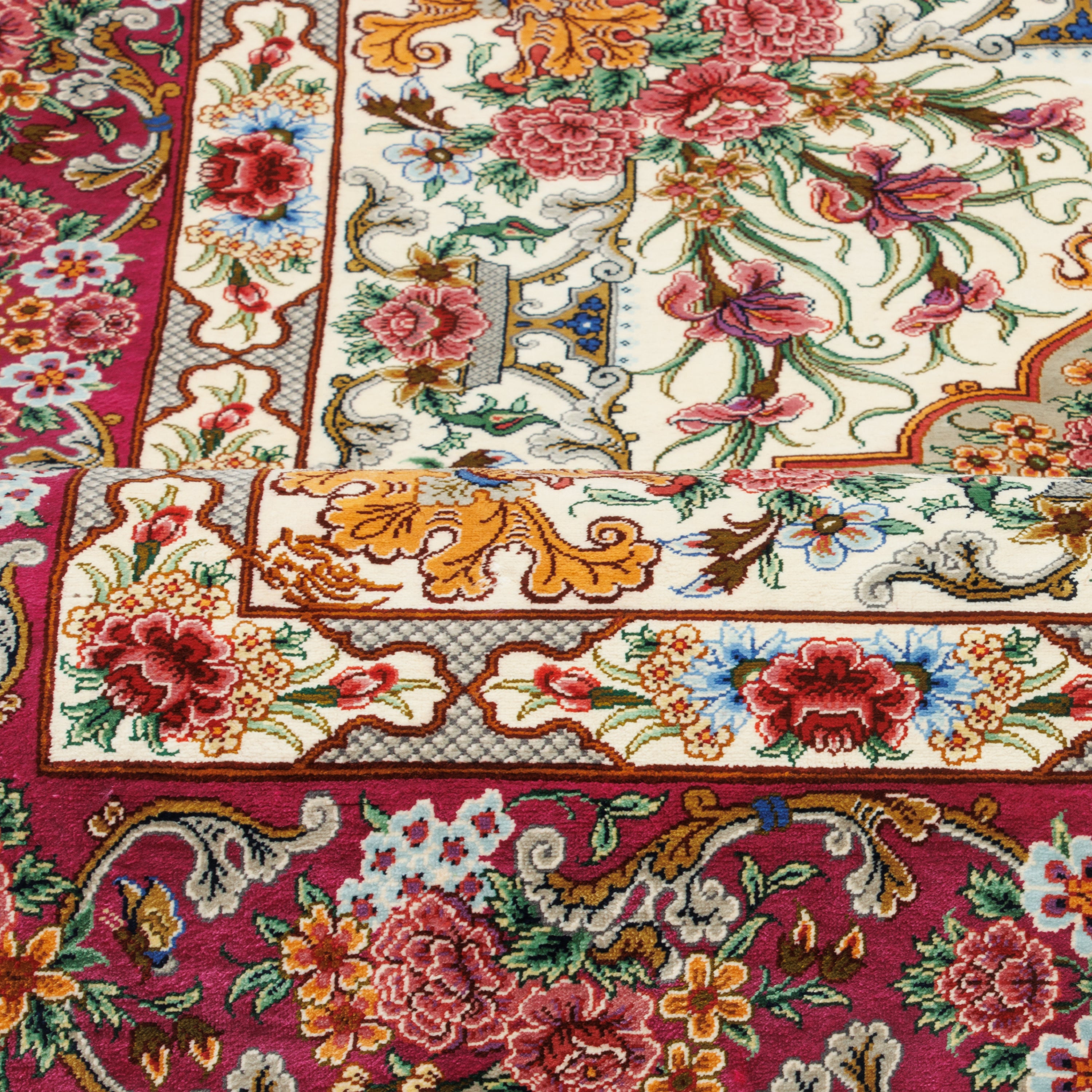 Qom Handmade Carpet — Lachak Toranj | Full Silk | 80 × 118 cm | SKU 10001487