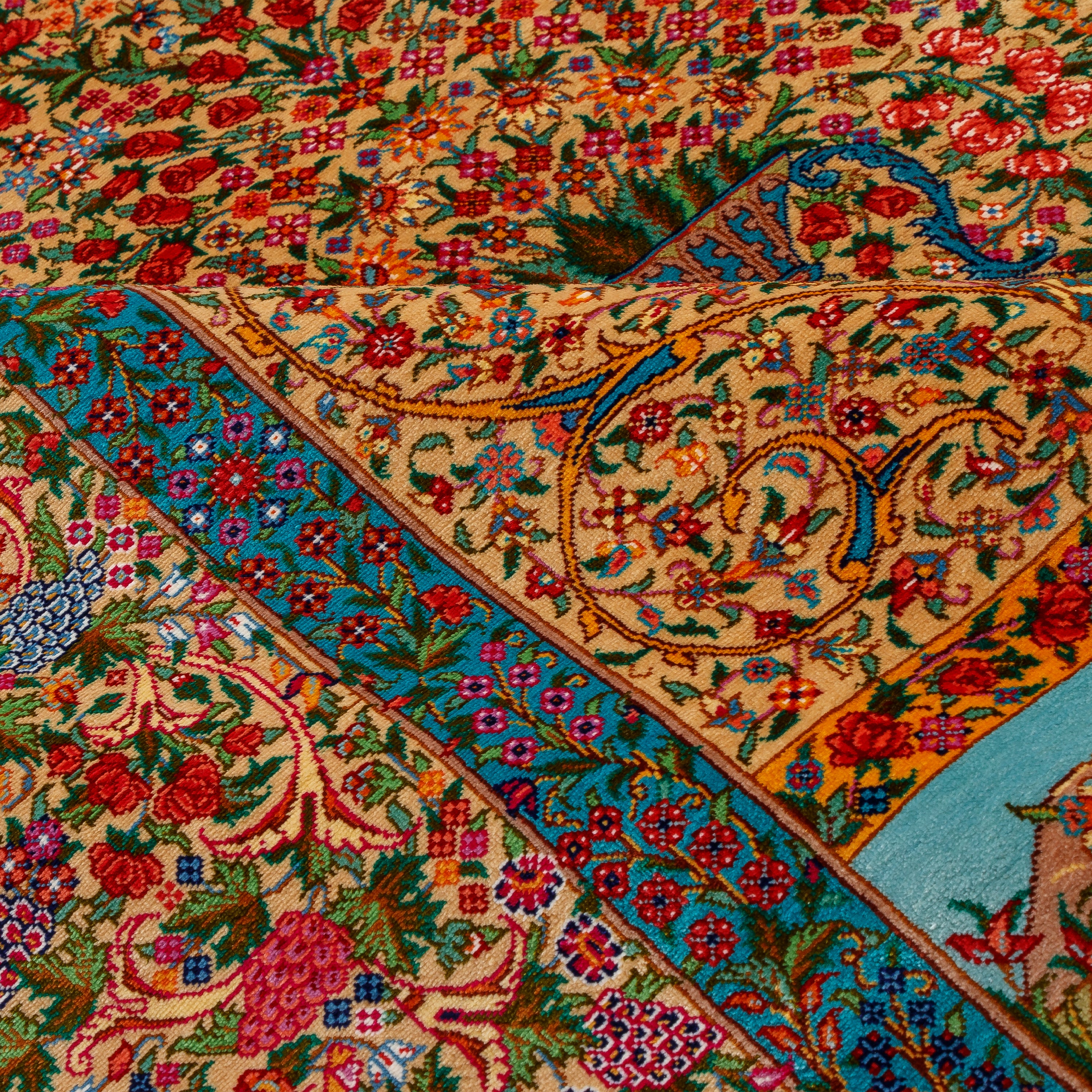 Qom Handmade Carpet — Goldani | Full Silk | 131 × 203 cm | SKU 10200435