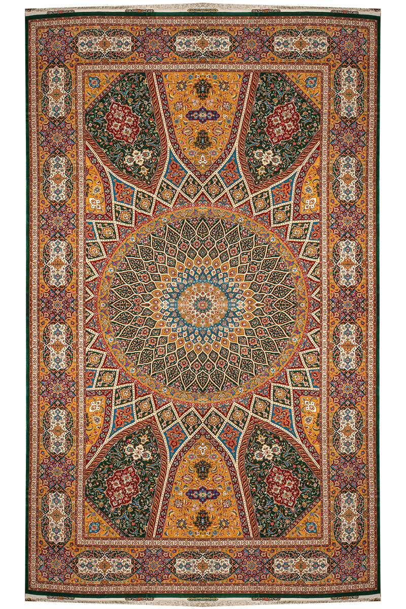Tabriz Handmade Carpet — Gonbadi | Silk Pile / Silk Warp | 393 × 696 cm | SKU 12701117